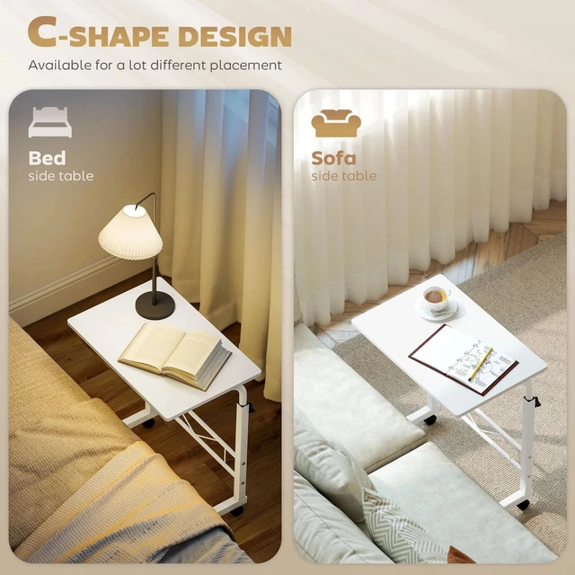 Alt view image 4 of 7 - C-Shaped Mobile Sofa Side Table Home Rolling Laptop Cart for Living Room Bedroom