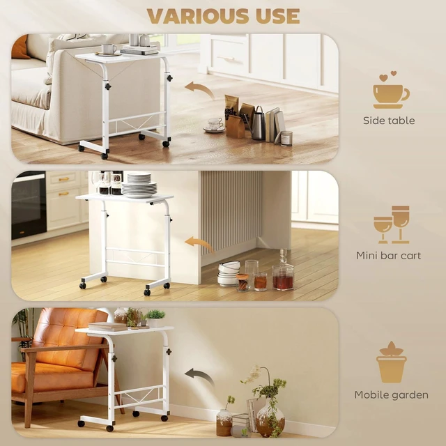 Alt view image 5 of 7 - C-Shaped Mobile Sofa Side Table Home Rolling Laptop Cart for Living Room Bedroom