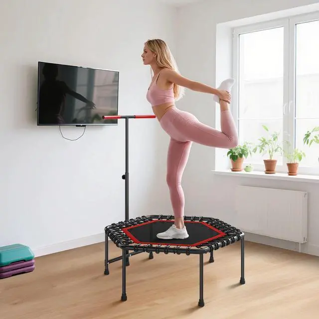 Alt view image 2 of 7 - 45" Rebounder Trampoline with LED Light & Adjustable Handle