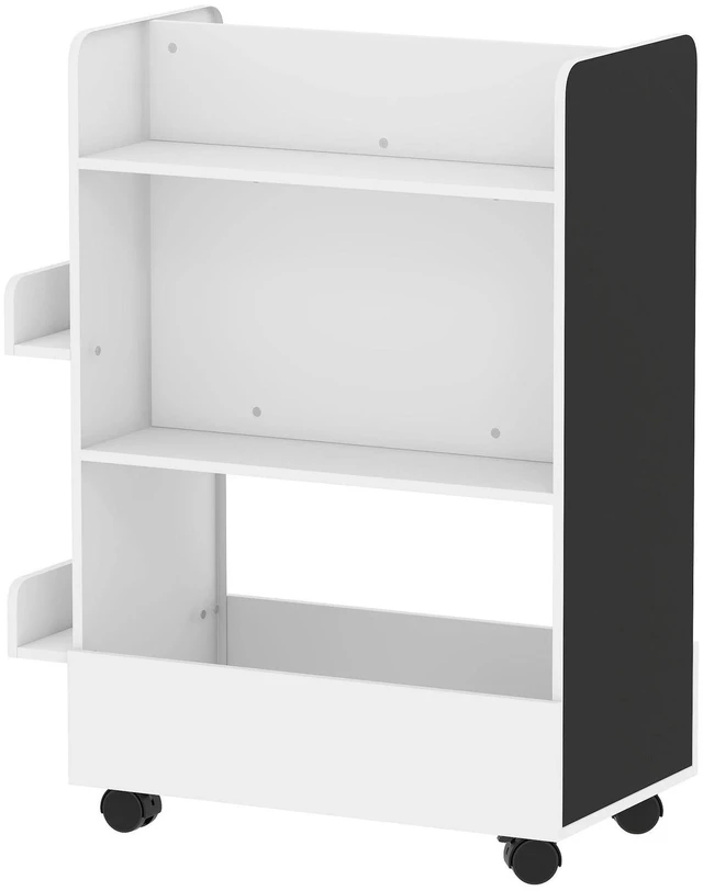 Alt view image 7 of 7 - Kids Bookshelf, Kids Bookcase with Wheels, Blackboard for Nursery
