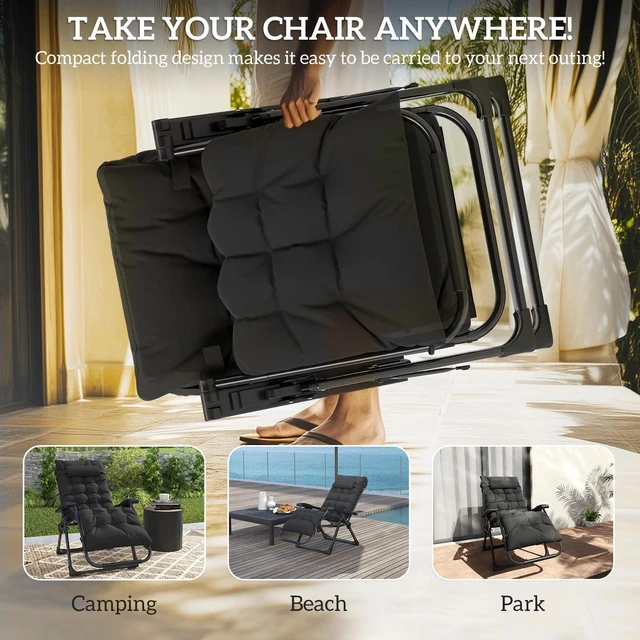 Alt view image 5 of 7 - Reclining Zero Gravity Chair with Adjustable Backrest, Black