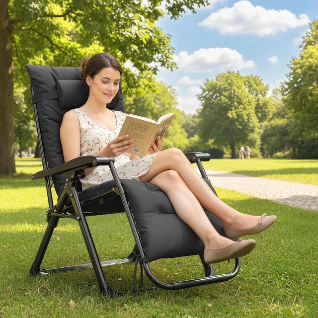 Alt view image 6 of 7 - Reclining Zero Gravity Chair with Adjustable Backrest, Black
