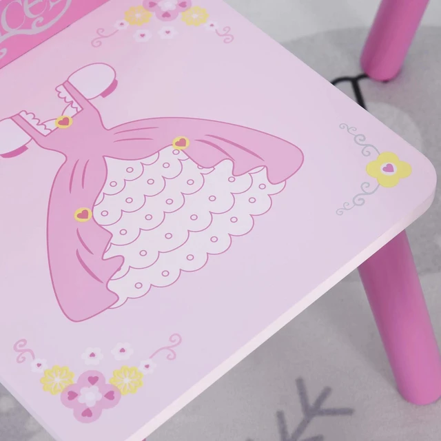 Alt view image 6 of 7 - 3PCS Kids Wooden Table Chair with Crown Pattern Gift for Girls Toddlers