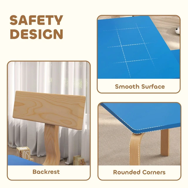 Alt view image 6 of 7 - Kids Table and 2 Chair Set, Toddler Table and Chairs, Blue