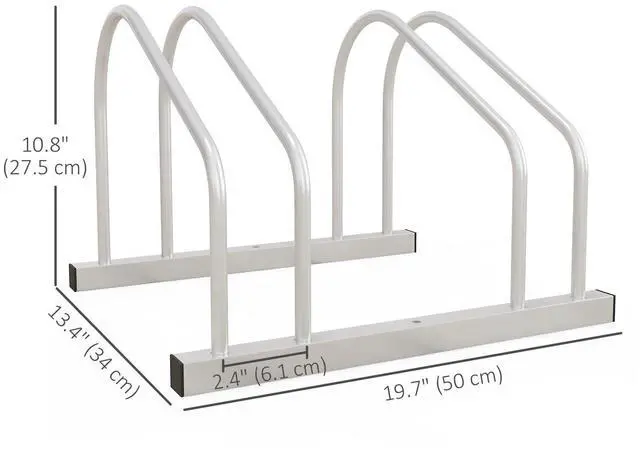 Alt view image 7 of 7 - 2-Bike Adjustable Bike Rack, Steel Floor Bike Stand, Silver