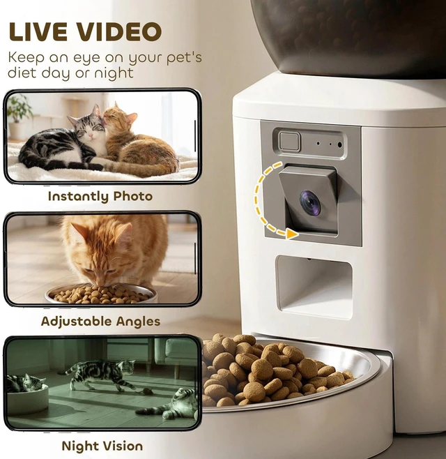 Alt view image 4 of 7 - PawHut Automatic 8L Cat Feeder with Camera, 2.4G WiFi, Smart APP Control