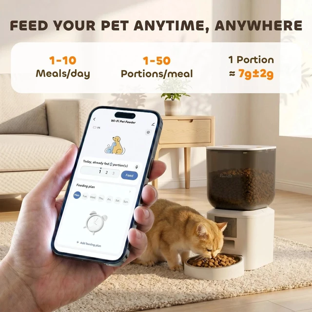 Alt view image 3 of 7 - PawHut Automatic 8L Cat Feeder with Camera, 2.4G WiFi, Smart APP Control