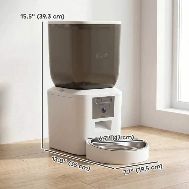 Alt view image 7 of 7 - PawHut Automatic 8L Cat Feeder with Camera, 2.4G WiFi, Smart APP Control