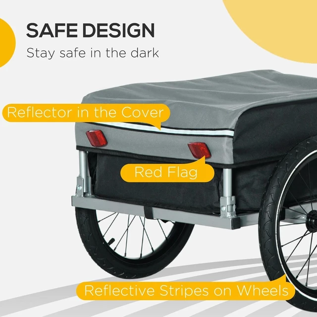 Alt view image 2 of 7 - Bike Cargo Trailer, Foldable Bicycle Trailer, Luggage Wagon w/ Removable Cover