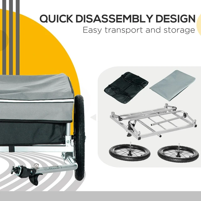 Alt view image 6 of 7 - Bike Cargo Trailer, Foldable Bicycle Trailer, Luggage Wagon w/ Removable Cover