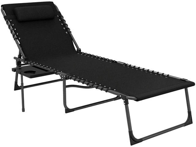Main image of Folding Lounge Chair, 5-Level Sun Tanning Chair, Black