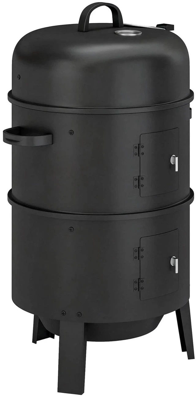 Alt view image 2 of 7 - 3-in-1 Vertical Charcoal Smoker with 2 Grill Grates, Thermometer