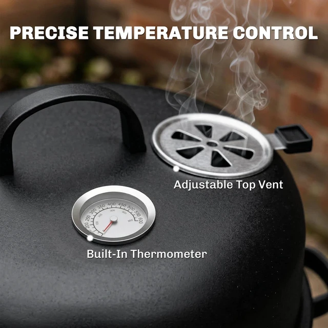 Alt view image 6 of 7 - 3-in-1 Vertical Charcoal Smoker with 2 Grill Grates, Thermometer
