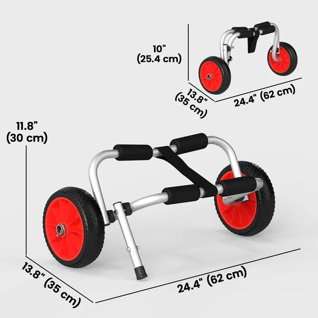 Alt view image 7 of 7 - Rolling Kayak Cart Canoe Carrier Trolley Trolley Transport Cart Wheel