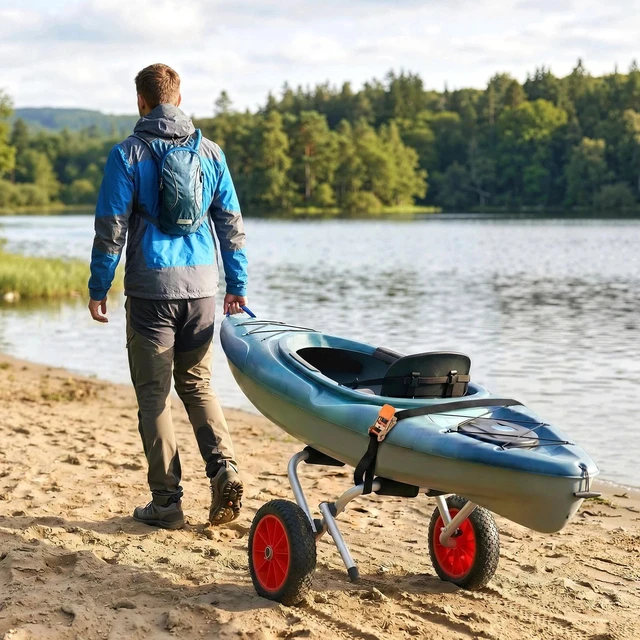 Alt view image 2 of 7 - Rolling Kayak Cart Canoe Carrier Trolley Trolley Transport Cart Wheel