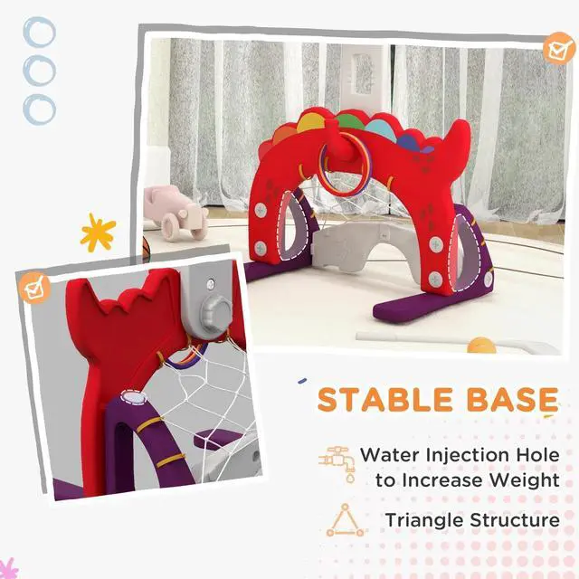 Alt view image 5 of 7 - Kids Basketball Hoop, Adjustable Height 4.4-5 ft, 5 in 1 Design, Red