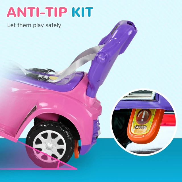 Alt view image 6 of 7 - 3 in 1 Kids Push Car Toddler Sliding Car, Pink