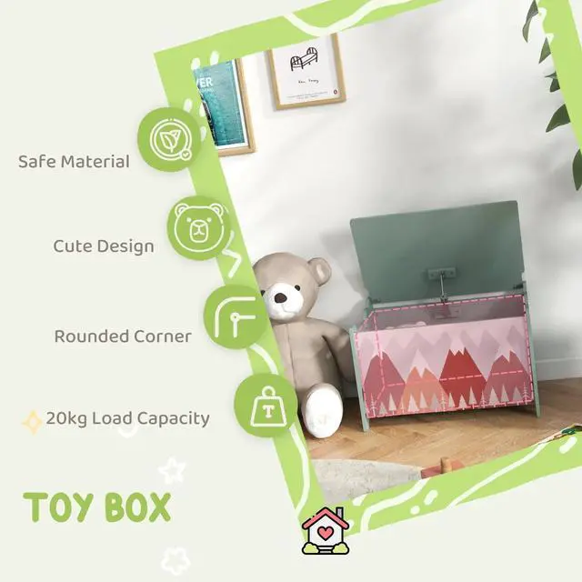 Alt view image 3 of 7 - Toy Box with Lid, Toy Chest Storage Organizer, Green
