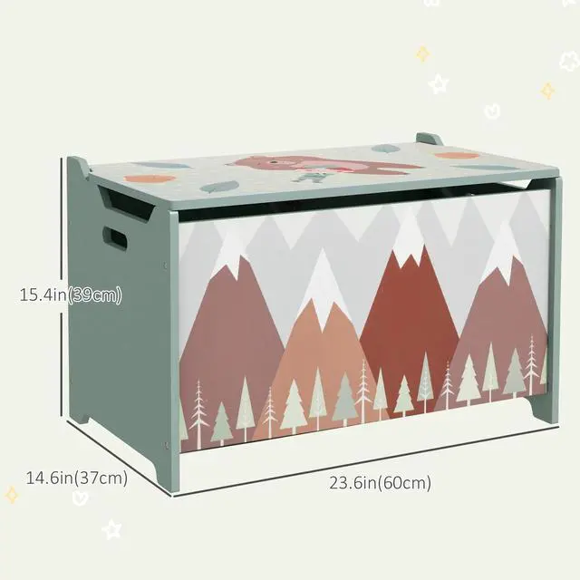 Alt view image 2 of 7 - Toy Box with Lid, Toy Chest Storage Organizer, Green