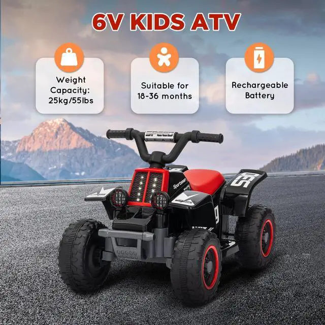 Alt view image 2 of 7 - 6V Kids ATV Battery Powered Quad with Headlights
