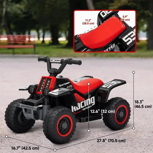 Alt view image 3 of 7 - 6V Kids ATV Battery Powered Quad with Headlights