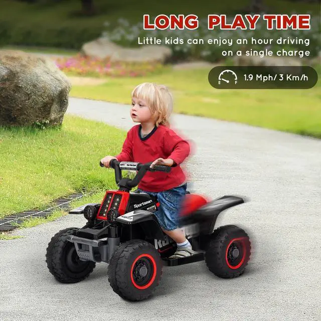 Alt view image 6 of 7 - 6V Kids ATV Battery Powered Quad with Headlights