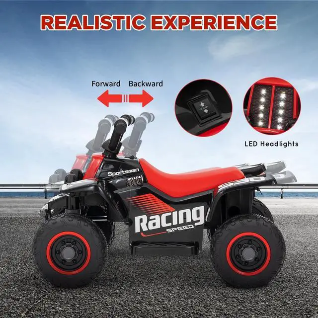 Alt view image 4 of 7 - 6V Kids ATV Battery Powered Quad with Headlights