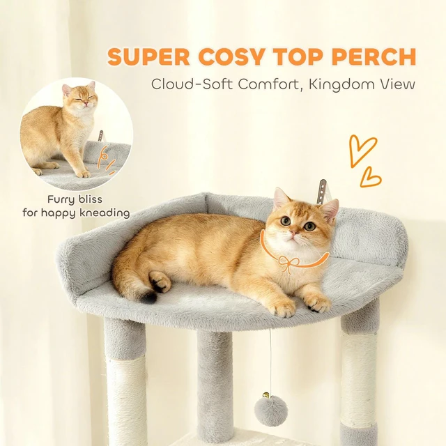 Alt view image 3 of 7 - PawHut Cat Tree, 67" Large Cat Tower with 7 Scratching Posts, Light Grey