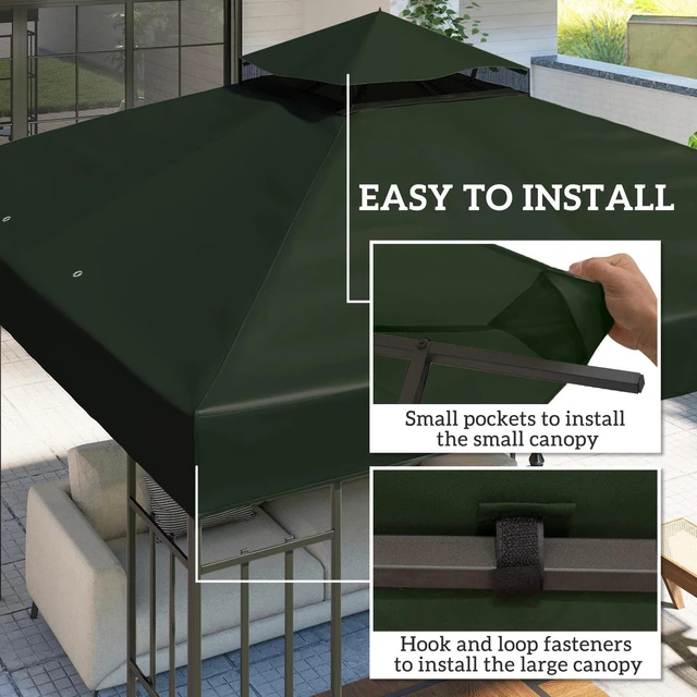 Alt view image 4 of 7 - 10' x 10' Double Tier Gazebo Replacement Cover, Coffee