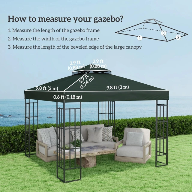Alt view image 2 of 7 - 10' x 10' Double Tier Gazebo Replacement Cover, Coffee