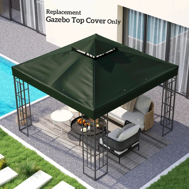 Alt view image 6 of 7 - 10' x 10' Double Tier Gazebo Replacement Cover, Coffee