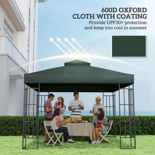 Alt view image 5 of 7 - 10' x 10' Double Tier Gazebo Replacement Cover, Coffee