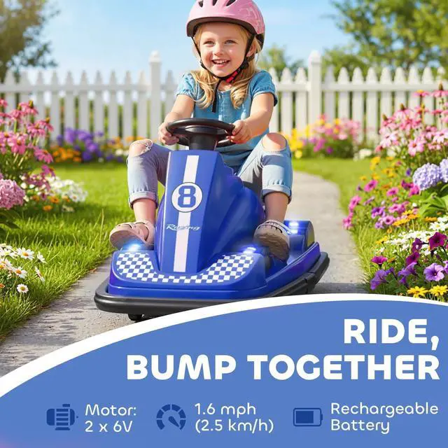 Alt view image 6 of 7 - Car for Kids with 360° Spinning, Dual Motors, Music, Blue