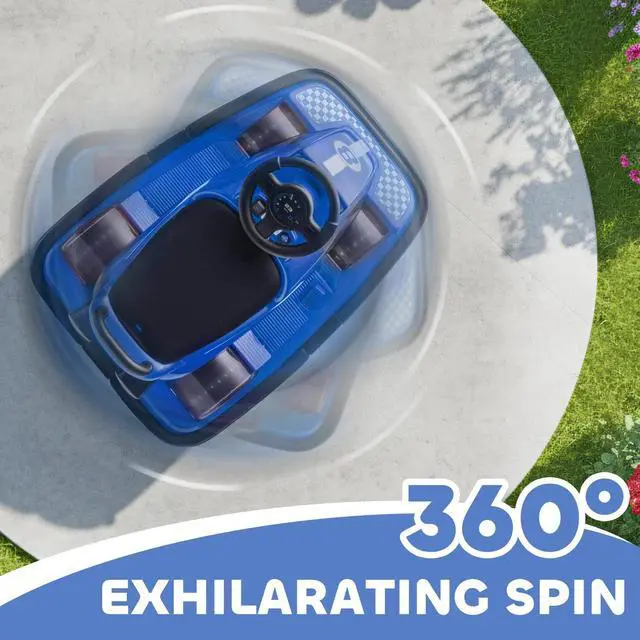 Alt view image 3 of 7 - Car for Kids with 360° Spinning, Dual Motors, Music, Blue