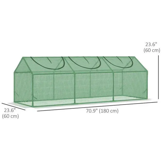 Alt view image 2 of 7 - Portable Mini Tunnel Greenhouse Garden Planting Shed Flower Box 2 Windows Green