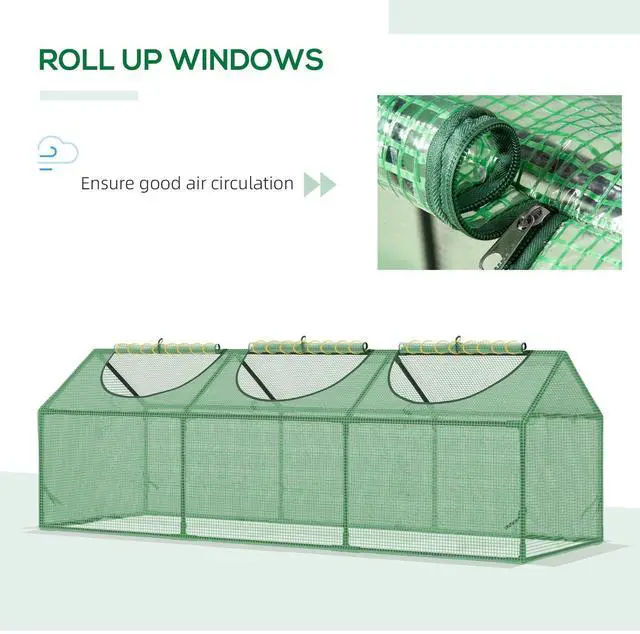 Alt view image 3 of 7 - Portable Mini Tunnel Greenhouse Garden Planting Shed Flower Box 2 Windows Green