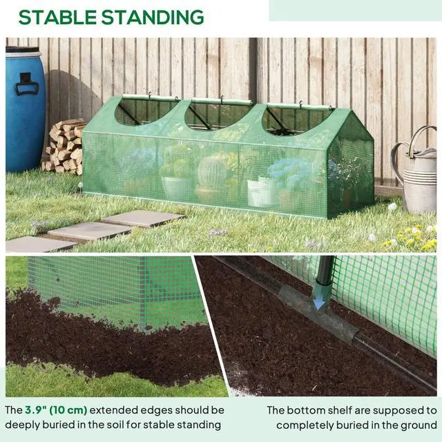 Alt view image 4 of 7 - Portable Mini Tunnel Greenhouse Garden Planting Shed Flower Box 2 Windows Green