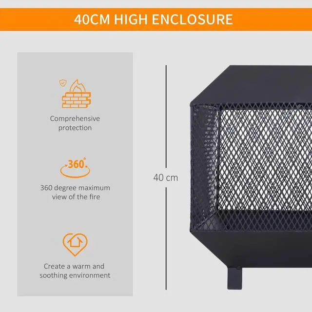 Alt view image 4 of 7 - Firepit Heater Stove Garden Square Wood Buring Outdoor Patio Steel Black