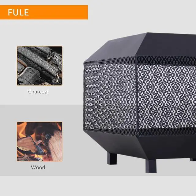 Alt view image 5 of 7 - Firepit Heater Stove Garden Square Wood Buring Outdoor Patio Steel Black