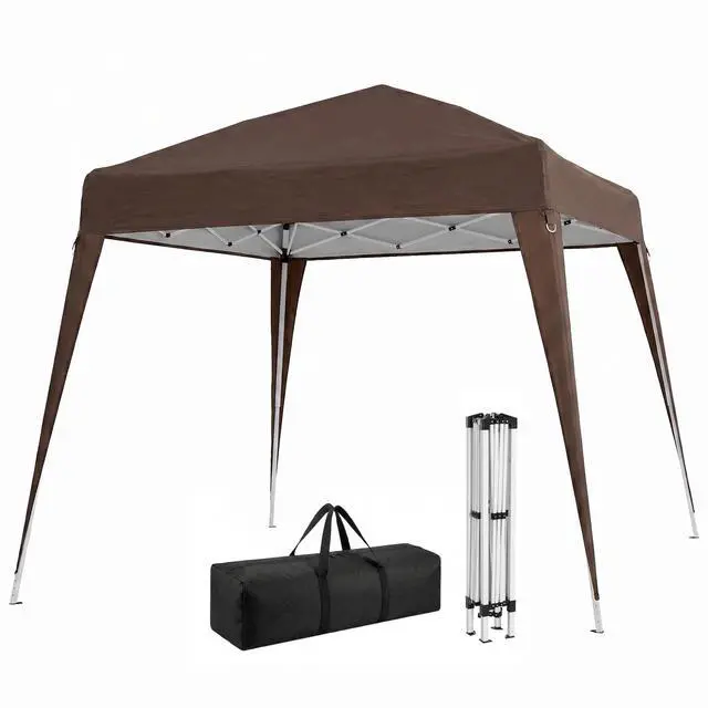 Alt view image 7 of 7 - 8' x 8' Pop Up Canopy Foldable Portable Outdoor Canopy w/ Carrying Bag, Coffee