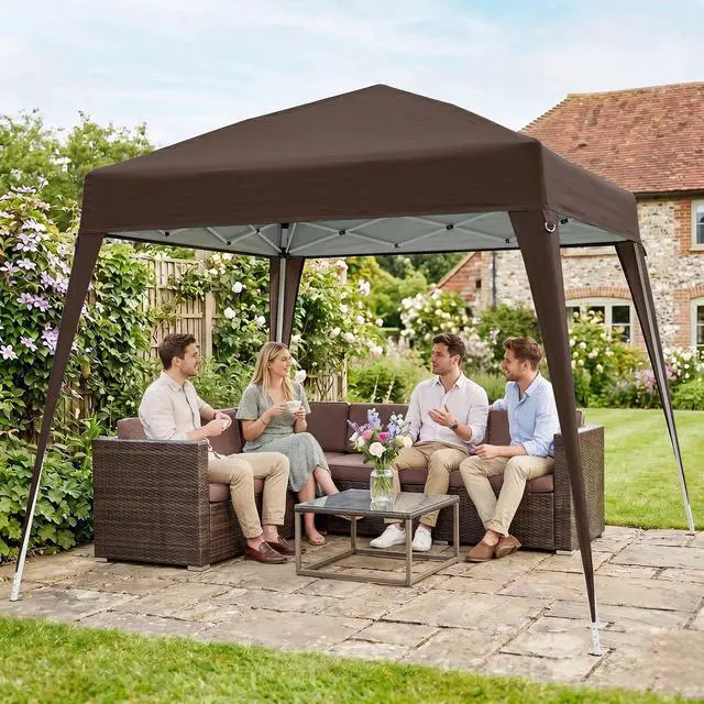 Main image of 8' x 8' Pop Up Canopy Foldable Portable Outdoor Canopy w/ Carrying Bag, Coffee