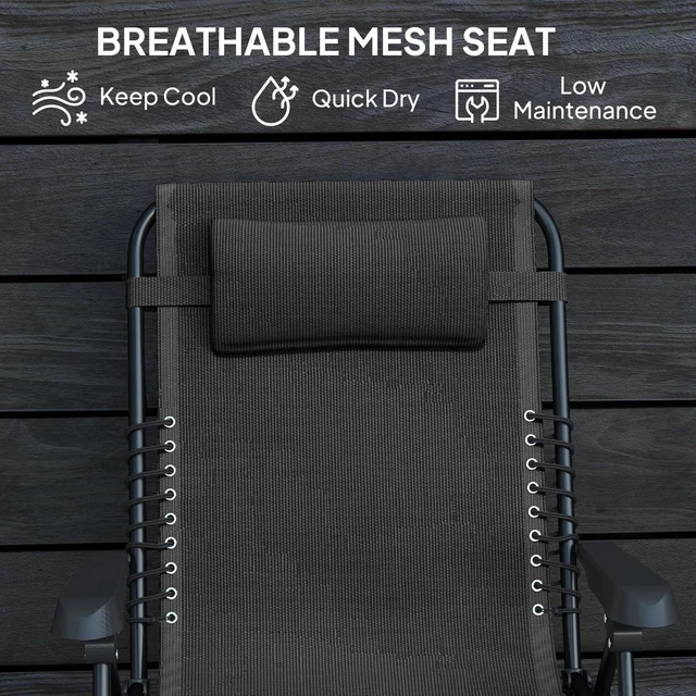 Alt view image 6 of 7 - Zero Gravity Chair, Folding Lounge Chair Recliner, Black
