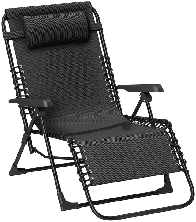 Main image of Zero Gravity Chair, Folding Lounge Chair Recliner, Black