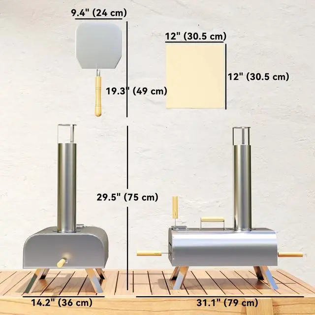 Alt view image 2 of 7 - 12 Inch Outdoor Pizza Oven with Foldable Legs, Portable Wood Pellet Pizza Maker