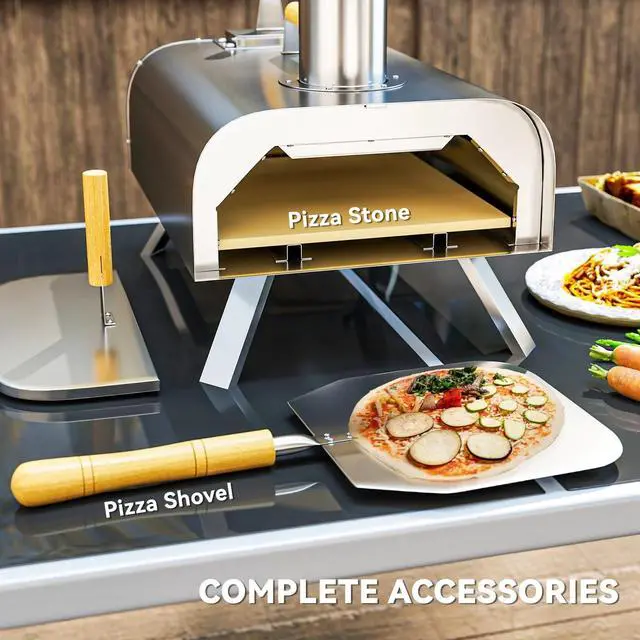 Alt view image 4 of 7 - 12 Inch Outdoor Pizza Oven with Foldable Legs, Portable Wood Pellet Pizza Maker