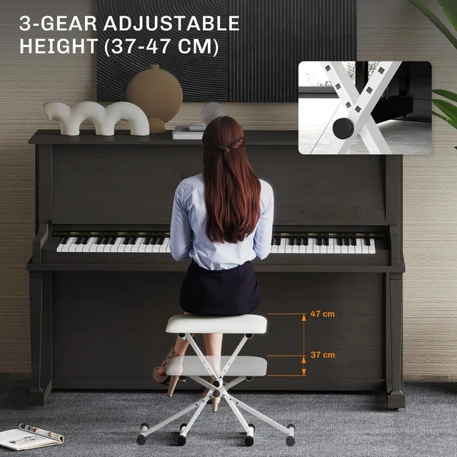 Main image of Adjustable Piano Bench, X-Style Folding Piano Stool