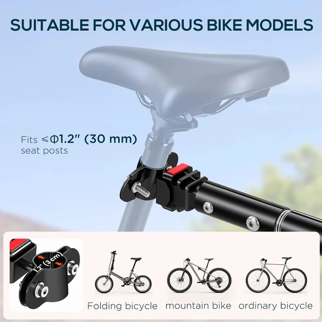 Alt view image 4 of 7 - Multi-Functional Bike Trailer Steel Large Bike Luggage Cart Carrier Black