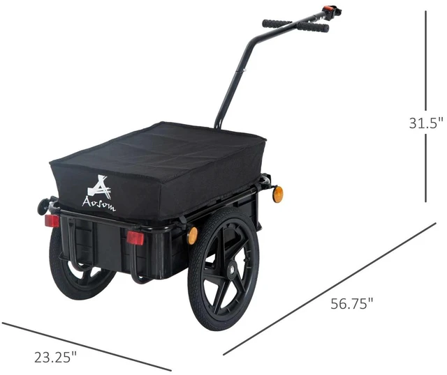 Alt view image 2 of 7 - Multi-Functional Bike Trailer Steel Large Bike Luggage Cart Carrier Black