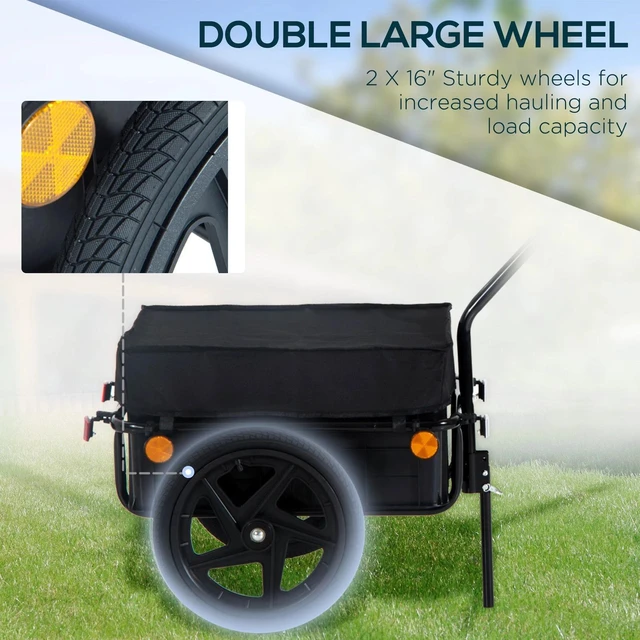 Alt view image 6 of 7 - Multi-Functional Bike Trailer Steel Large Bike Luggage Cart Carrier Black