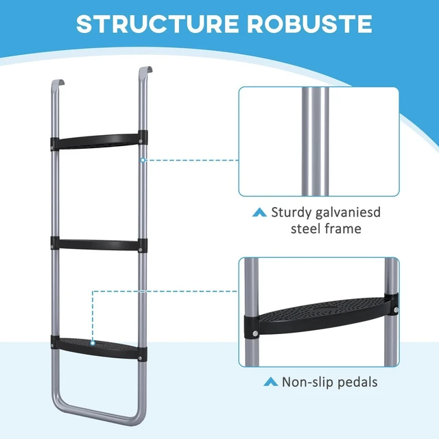 Alt view image 4 of 7 - 2 Steps/3 Steps Galvanised Steel Trampoline Ladder Climbing
